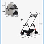 Detachable Pet Dog Stroller 4 Wheels Foldable Dog Cat Carrier with Cup Holder Pet Transport for Dogs Outdoor Puppy Basket
