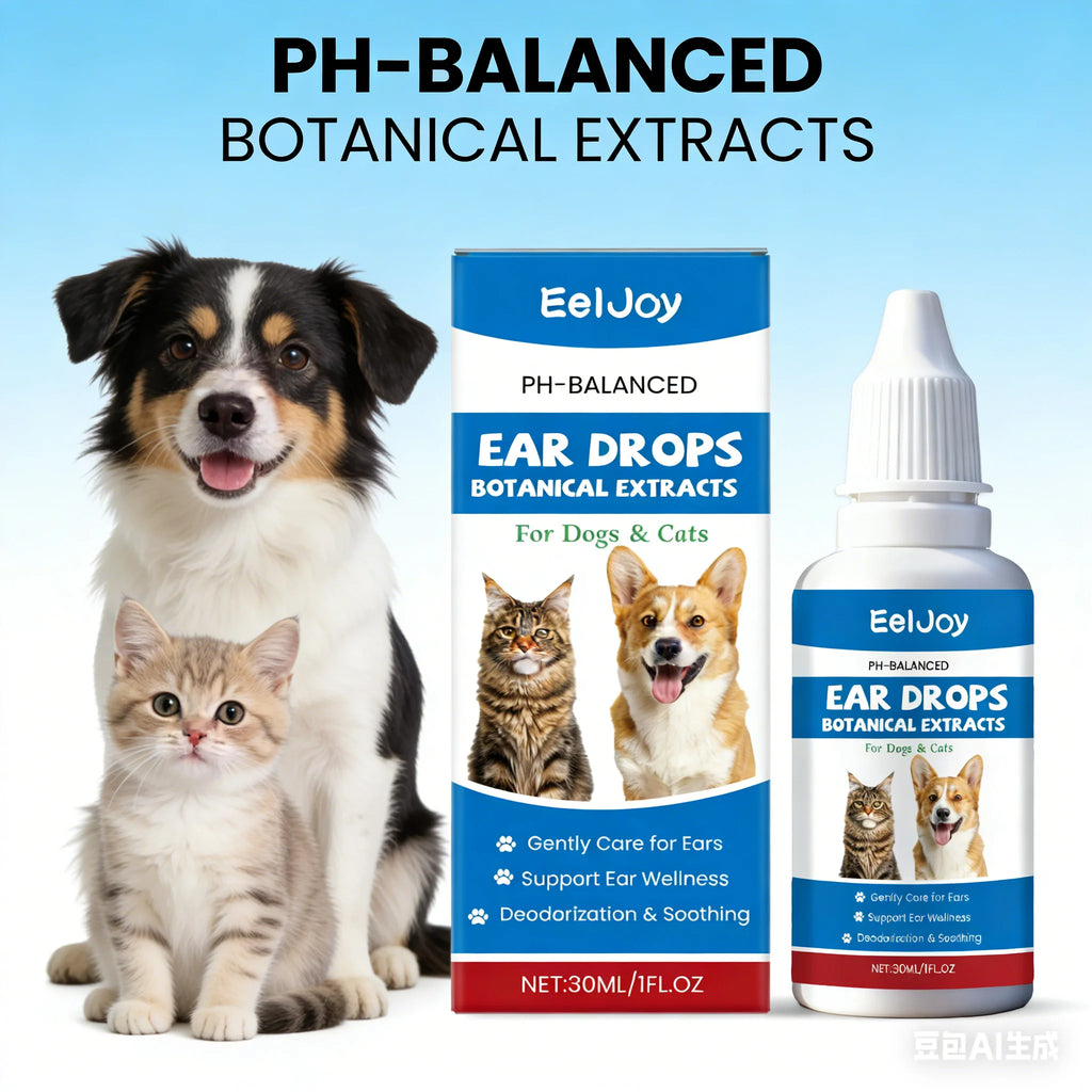 EelJoy Pet Ear Drops Dissolve Ear Wax Odor Remover Anti Itching Natural Non Irritating Hypoallergenic Ear Cleaner for Dogs Cats