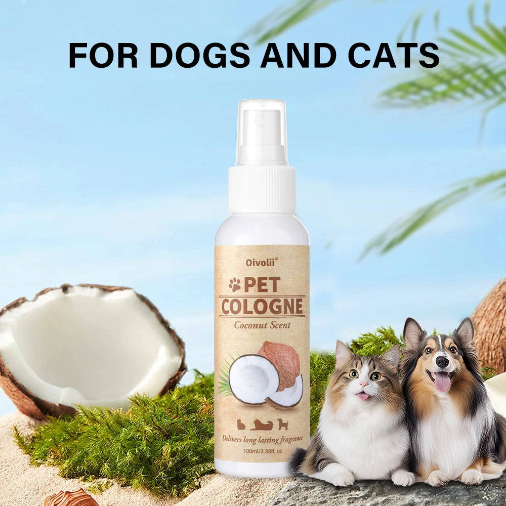 Pet Deodorizing Spray for Dogs Coconut Scent Dog Cologne 100ml Long Lasting Pet Grooming Spray Natural Odor Eliminator