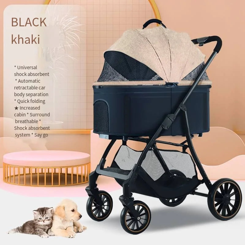 2026 Lightweight Pet Stroller for Dogs and Cats Detachable Foldable Small Cart Portable Walker for Pets Going Out Pet Trolley