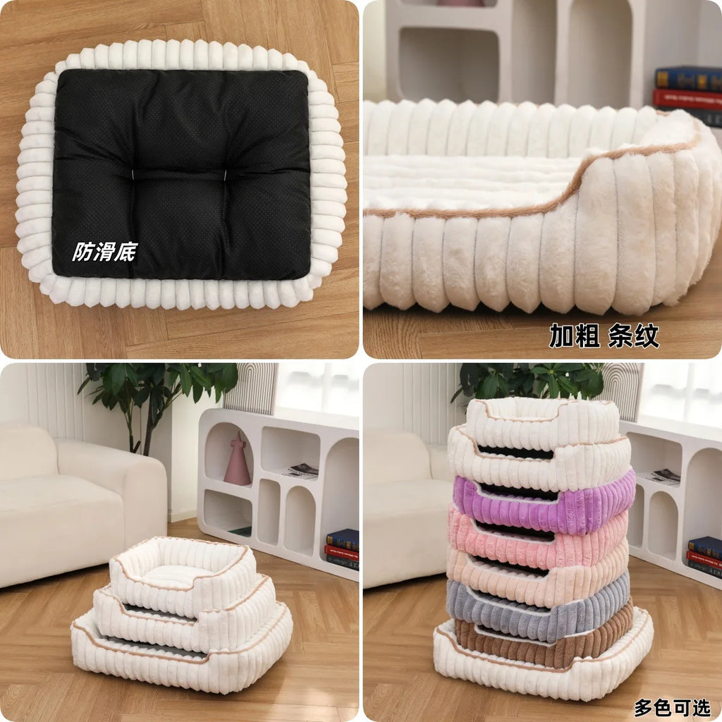 Plush Faux Fur Square Pet Bed (All-Season)