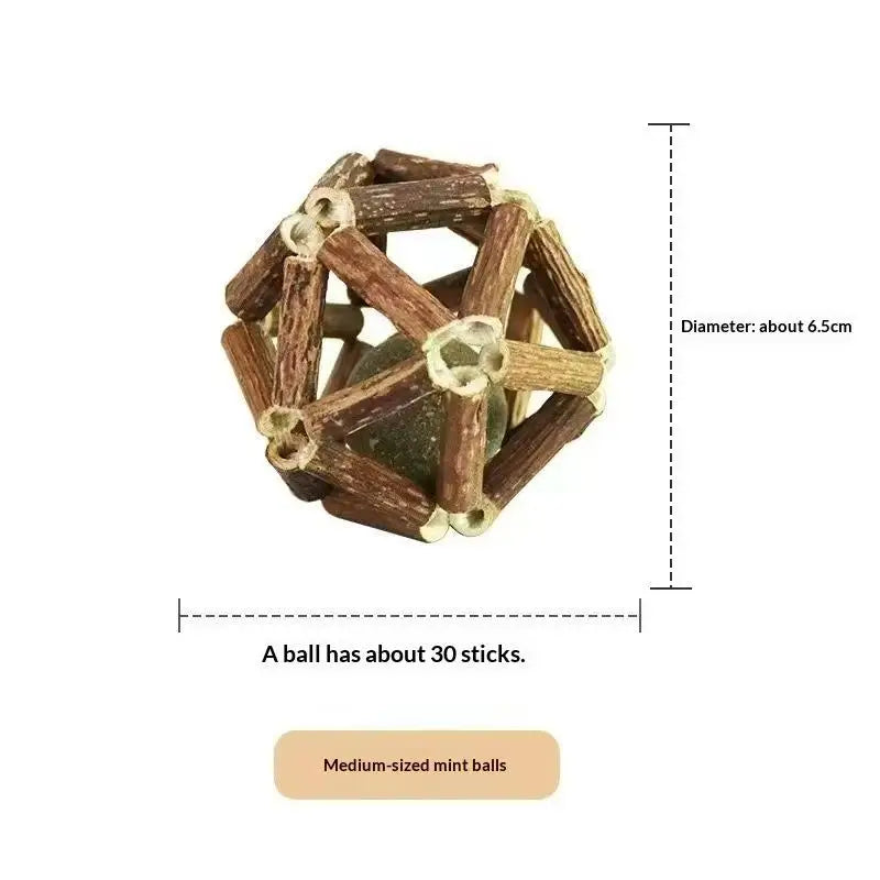 Natural Wood Knotweed Cat Teething Stick Set with Raffia & Sisal Rope