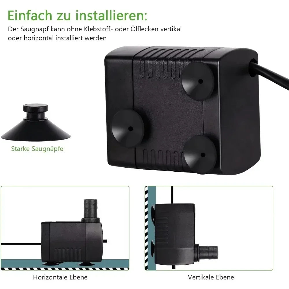 Submersible Aquarium Water Pump (3–25W, EU 220V & US 110V, Multi-Size Fountain Pump)