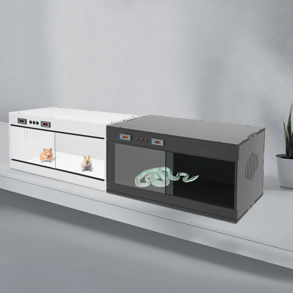 Reptile Lounge Habitat with Glass Sliding Door and Intelligent Thermostat 80*40*40cm Reptile Breeding Box LCD Reptile Pet  Box