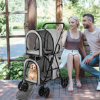 Double Dog Stroller, Foldable Pet Stroller for 2 Dogs amp Cats Small Medium Sized with Detachable Carrier on Wheels, Ideal for