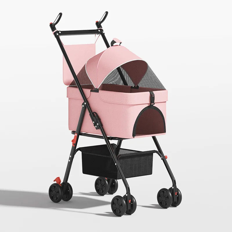 Pet Cart, Cat and Dog Cart, Small, Lightweight, Foldable Teddy, Outdoor Cart, Detachable for Going Out