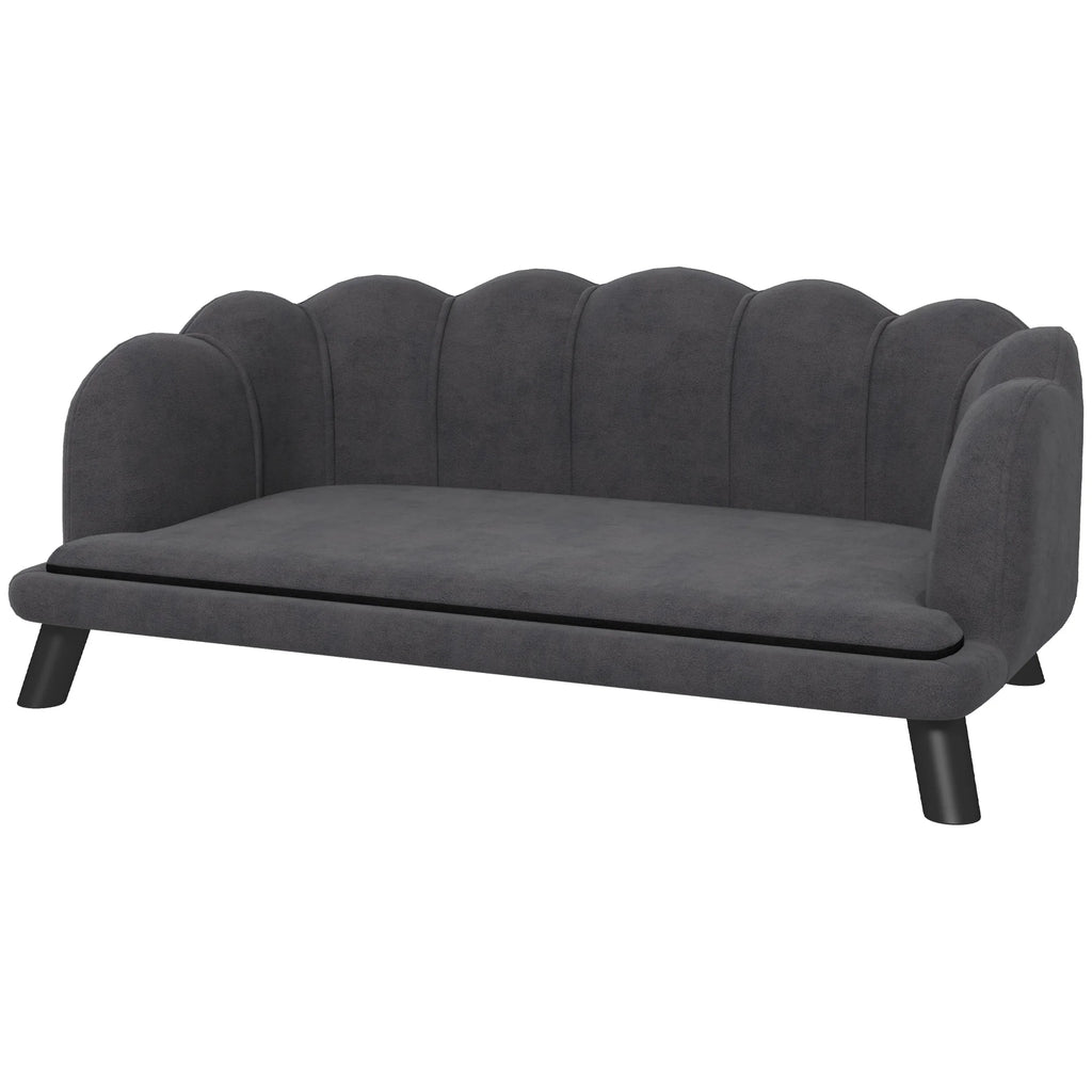PawHut Pearl Design Pet Sofa with Solid Wood Legs (Charcoal Gray)