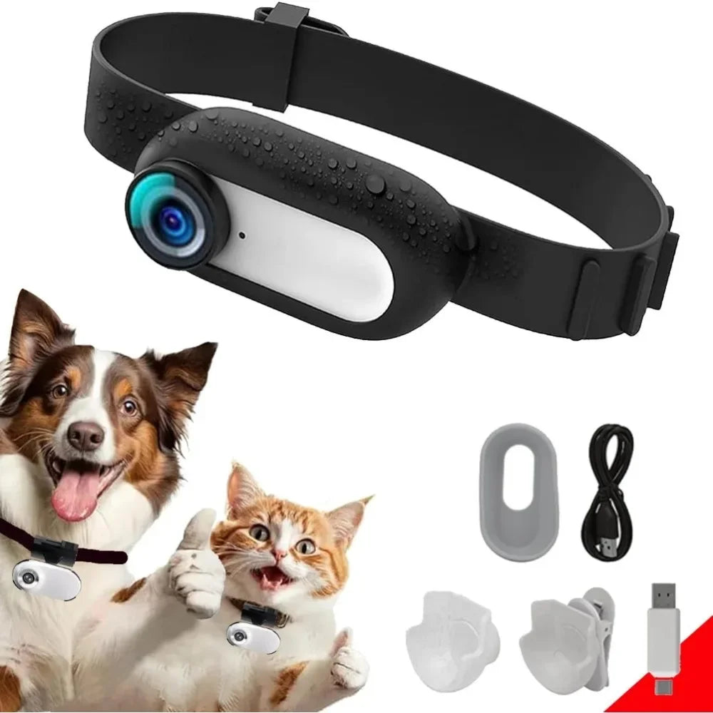 HD 1080P Pet Camera Collar for Dogs & Cats - Wireless Mini Action Cam for Outdoor & Indoor Use