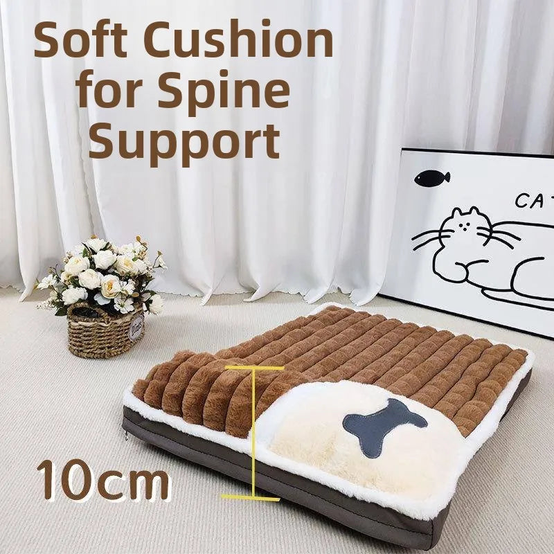 Soft Faux Fur Pet Bed Mat with Detachable, Washable Cover