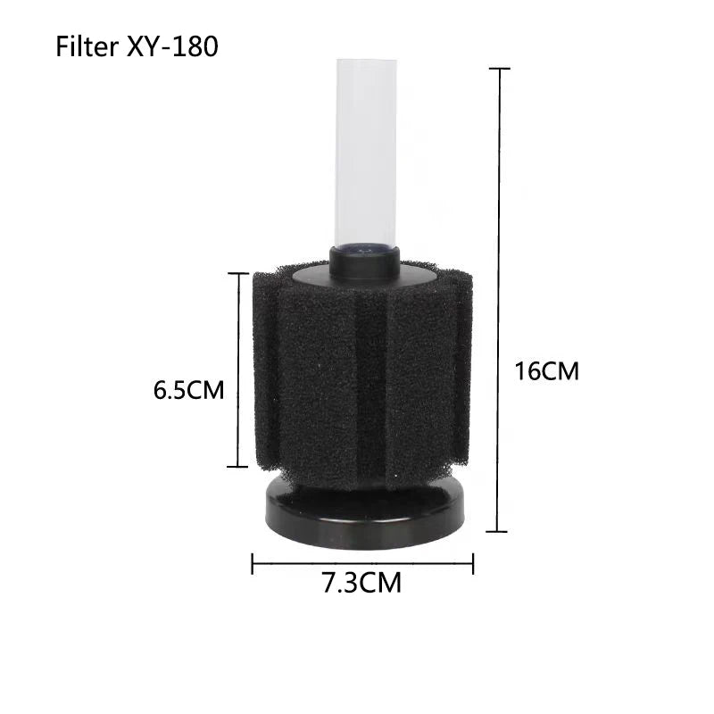 Black Bio Sponge Aquarium Filter (Air Pump Driven, Corner Skimmer, Biochemical Media)