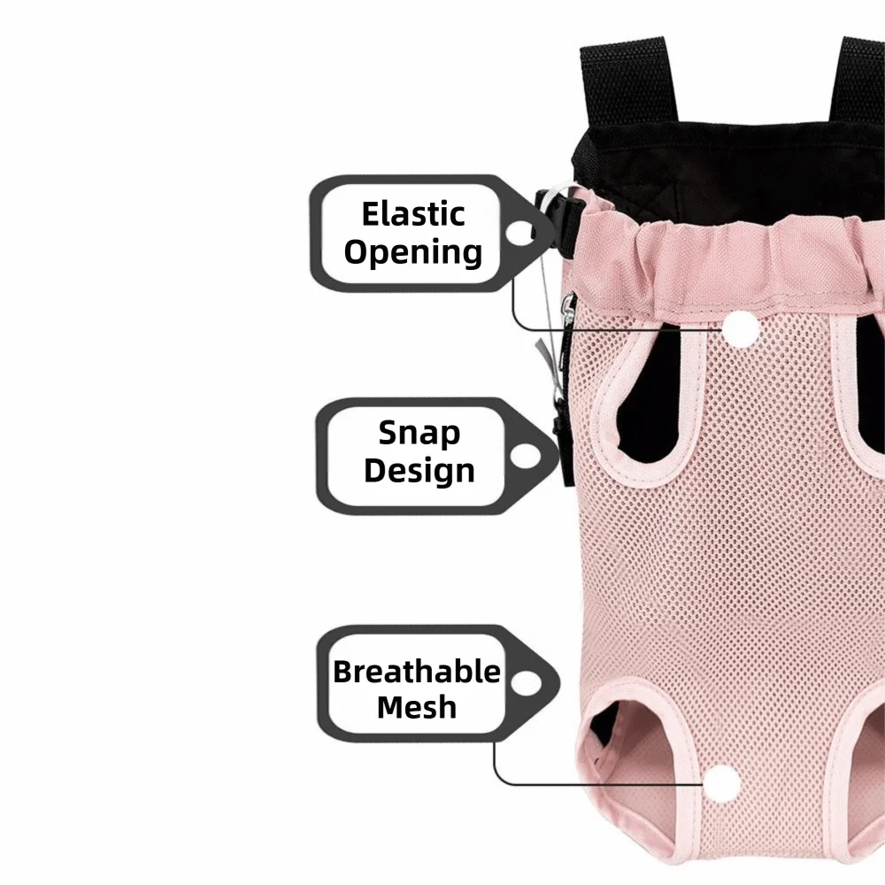 Breathable Mesh Pet Front Bag Double Shoulder Adjustable Strap Pet Carrier Backpack Portable Hands-free Dog Carrying Bag