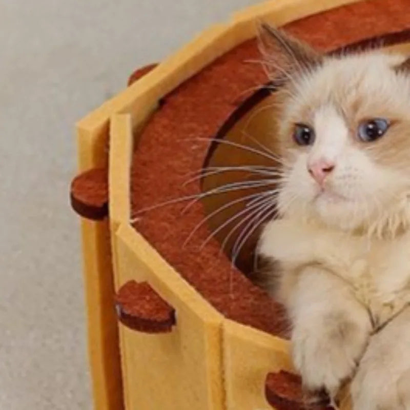 Round Nest Cat Bed with Built-In Scratch Pad