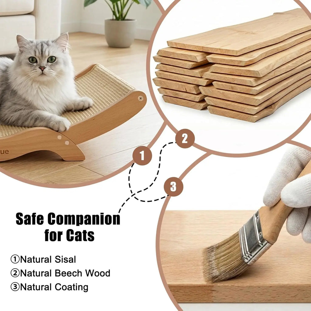 Large Cat Scratcher Lounge with Sisal Pad & Wooden Hammock