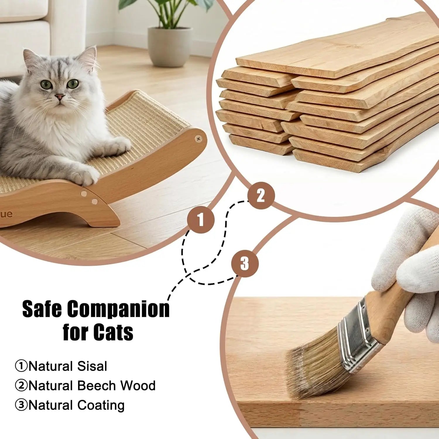 Large Cat Scratcher Lounge with Sisal Pad & Wooden Hammock