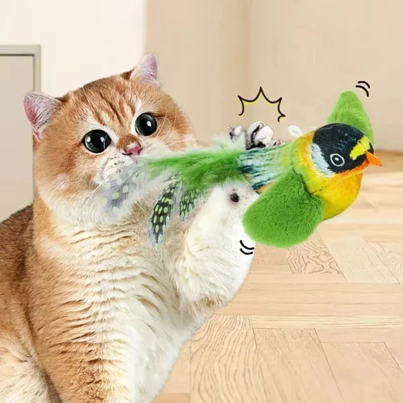 3-Pack Simulation Bird Hanging Cat Toy — Electric Realistic Chirping Sound Catnip Chew Toy