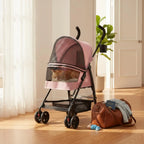 Foldable Pet Stroller Ventilated Lightweight Pet Stroller Large Viewing Window Lockable Wheels for Dogs, Travel, Park