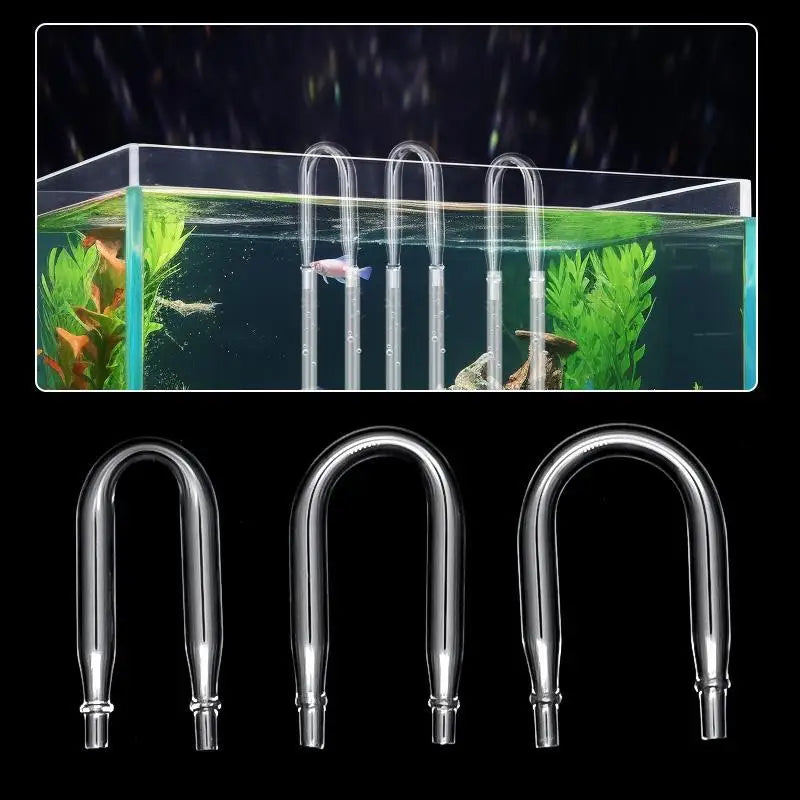 Aquarium U-Shaped Glass CO2 Tube Connector (Air Pipe Check Valve, CO2 Diffuser Accessory)