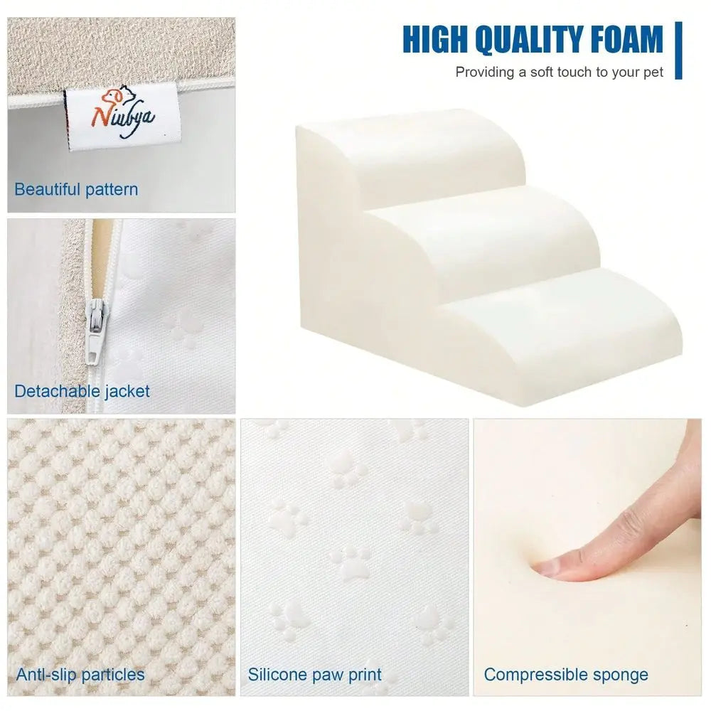 High-Density Foam Pet Stairs for Beds & Couches (Non-Slip)