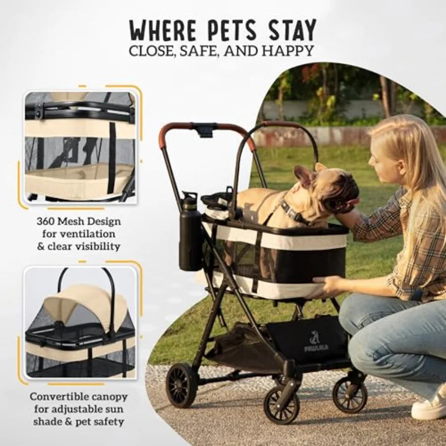 Pet Stroller with Detachable Carrier - Ideal for Small to Medium Dogs Cats - Compact Convenient Design - Easy Assembly Pet Stro