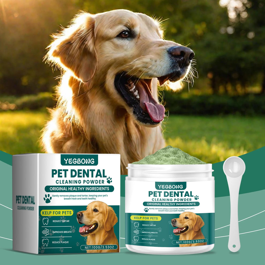 100g Pet Teeth Cleaning Powder for Dog Reduces Tartar Calculus Protect Dog Oral Gum Health Freshen Breath Dog Cleaning Powder