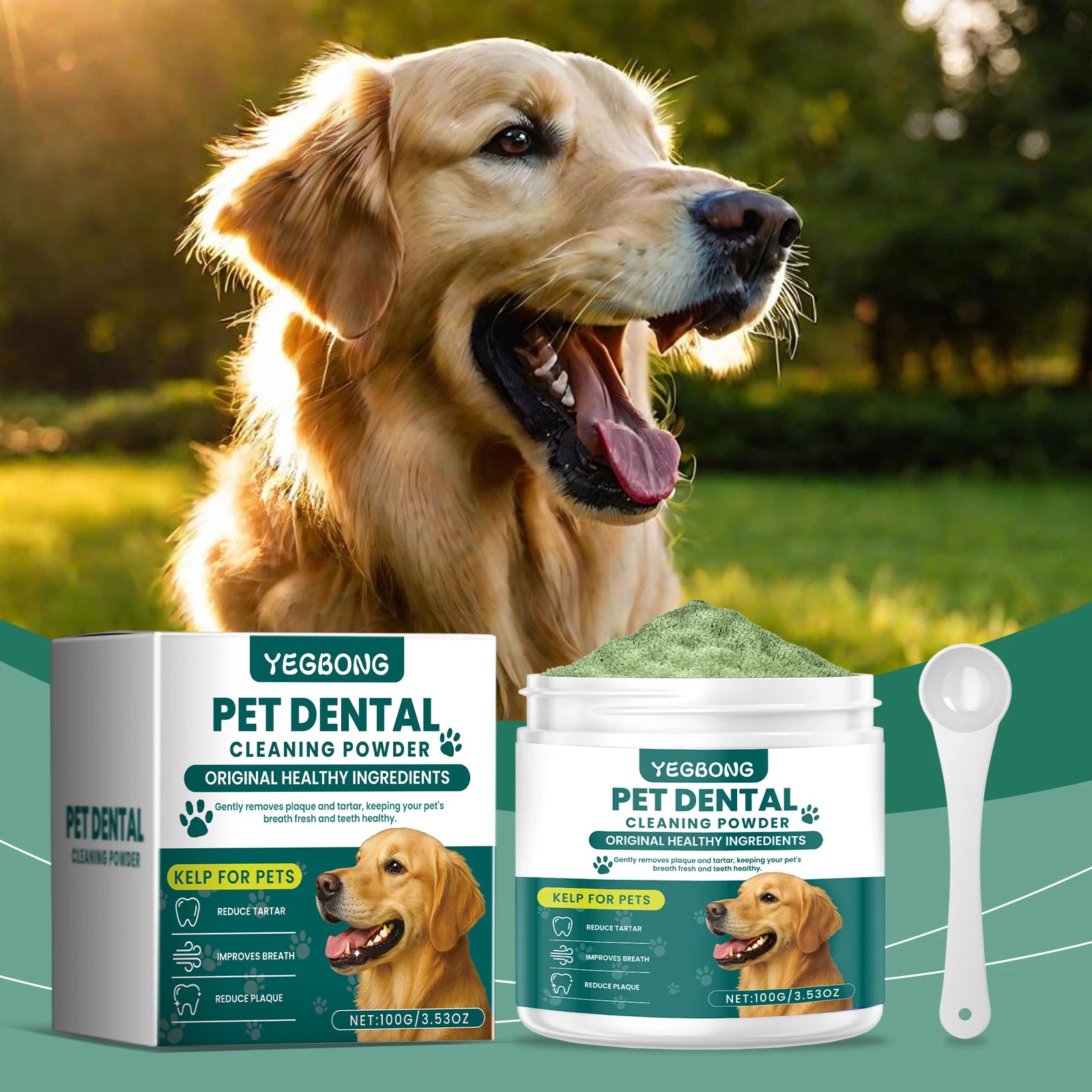 100g Pet Teeth Cleaning Powder for Dog Reduces Tartar Calculus Protect Dog Oral Gum Health Freshen Breath Dog Cleaning Powder