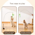 Suction Cup Dogtail Grass Cat Teaser Stick — Detachable Extended Rod Interactive Cat Toy