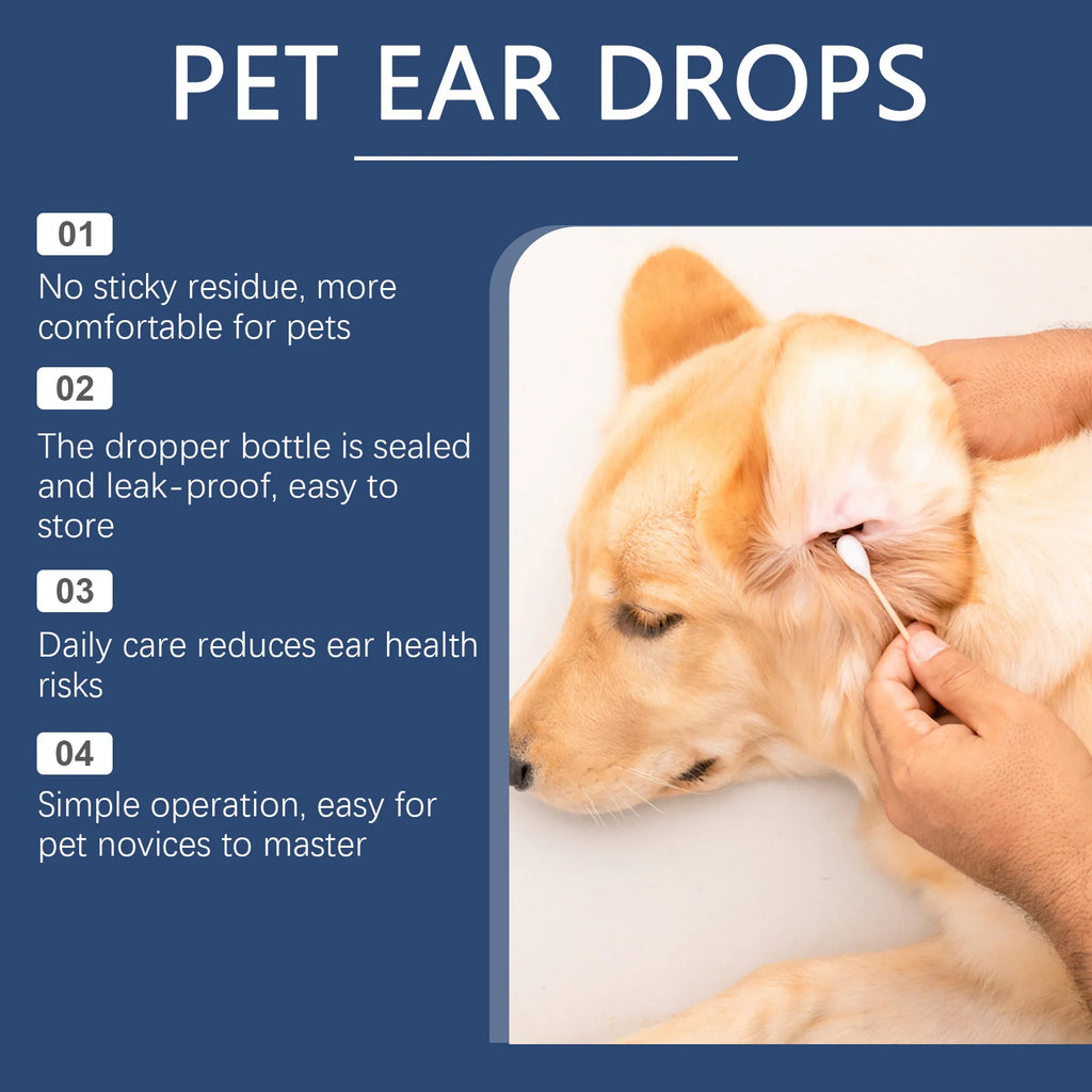 Pet Ear Cleaner Remove Ear Mites Fungus Deep Cleansing Pet Ear Dirt Reduce Redness Odor Gentle Deodorizing Itching Relieve Drop