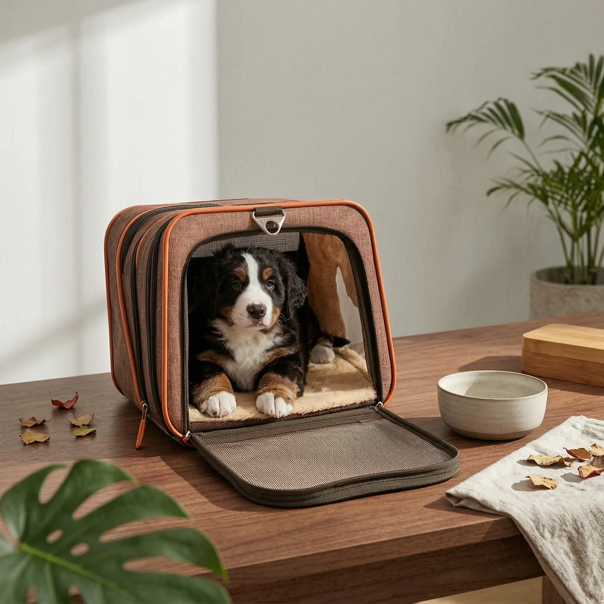 Rolling Mesh Pet Carrier with Breathable Mesh Windows Soft-sided Animal Carrier for Pet Travel Gear and Daily Errands