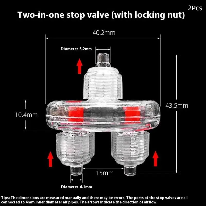 Aquarium Air Pump One-Way Check Valves (2-Pack, Oxygen Supply, Anti-Backflow for Fish Tanks)