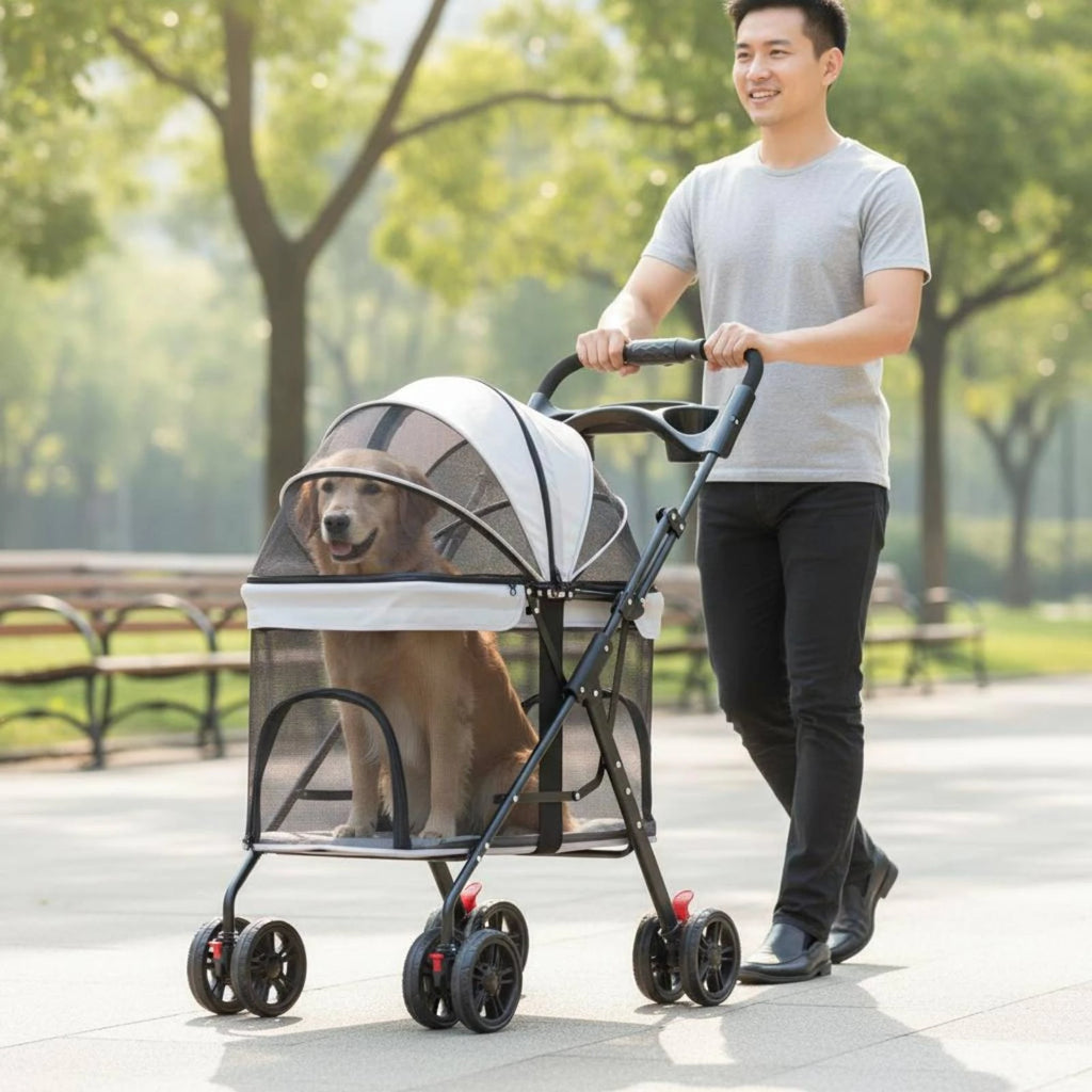 Multi-Purpose Pet Stroller Easy Fold Folding Pet Stroller Sturdy Frame Mesh Ventilation for Walks