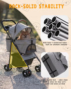 Detachable Dog Stroller 2-in-1 Pet Carrier & Stroller Foldable Lightweight 4 Wheel for Small Dogs Cats Portable Travel Pet Pram