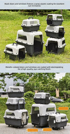 Pet Carrier, Large PP Dog Cat Travel Crate, Durable Airline Approved Pet Transport Box for Cats and Dogs, Portable Kennel