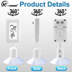 Mini Digital Reptile Thermometer 360 Degree Rotating Luminous Suction Cup Hygrometer For Lizards Snakes Spiders Accessories