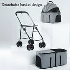 Double Pet Stroller with Detachable Carrier for Medium Small Dogs and Cats Durable Universal Wheels with Brakes Max for 30LBS
