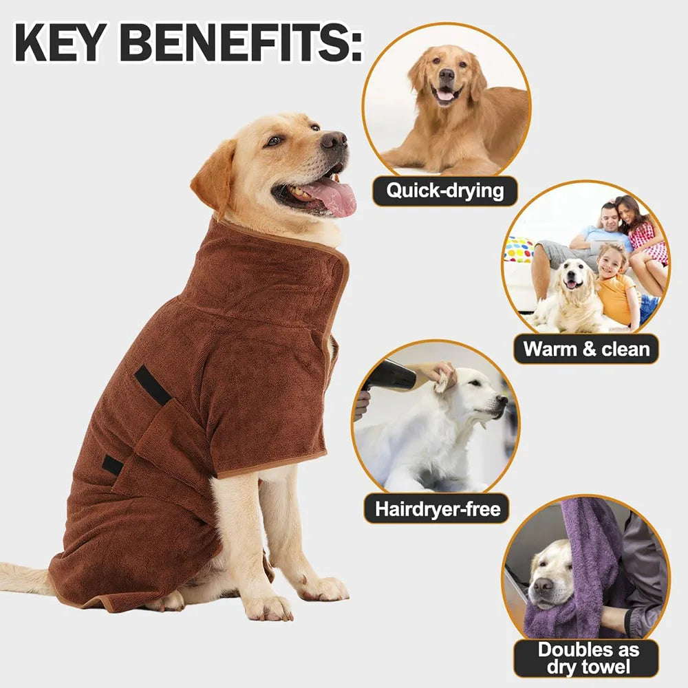 Dog Bathrobe Absorbent Pet Quick Drying Bath Towel Dog Bath Towel Large Small Dogs Clean Absorbent Bathrobe Full Body Wrap Cat