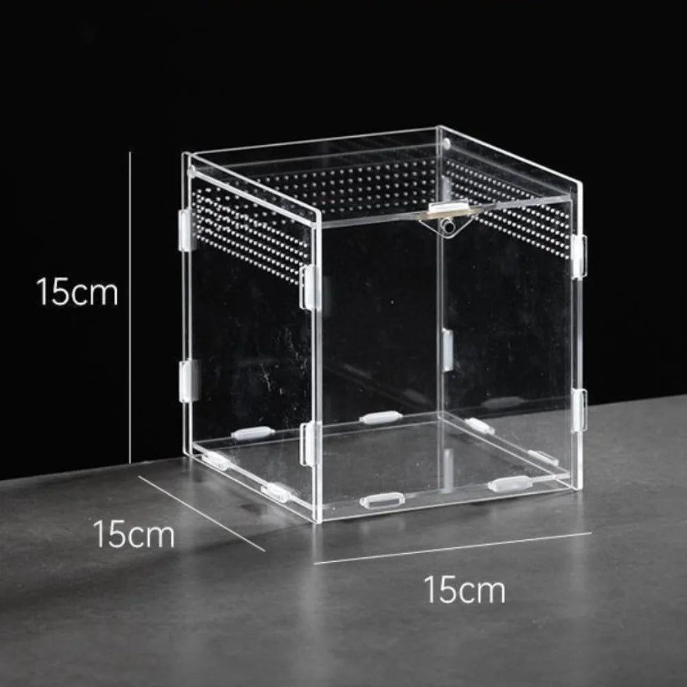 Durable Acrylic Reptile Habitat Anti-Escape Multiple Size Lizard Breeding Box Clear Arboreal Spider Feeding Case for Chameleon