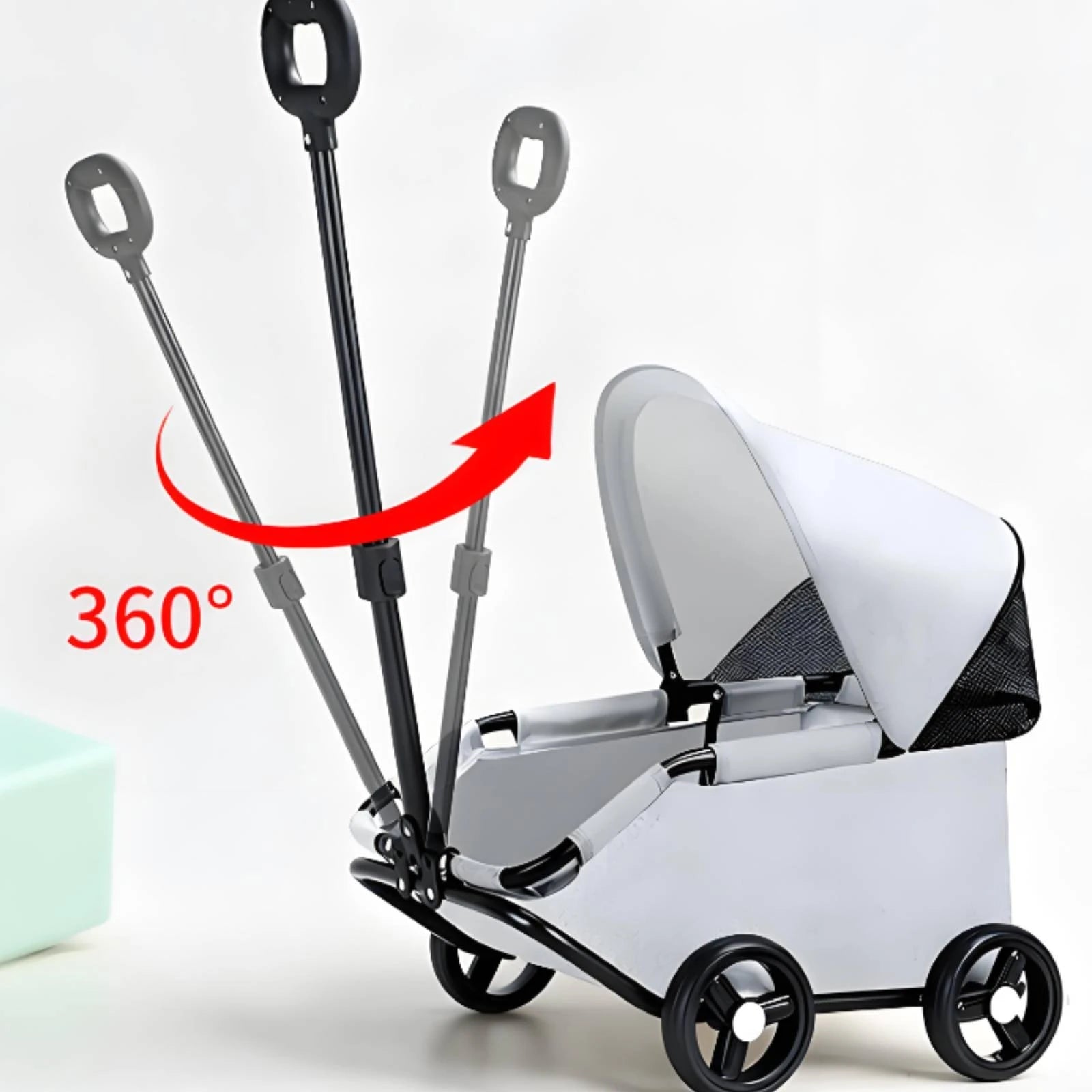 Foldable Pet Stroller Telescoping Handle Lightweight Pet Stroller Rolling Carrier Body Transport Easy Fold