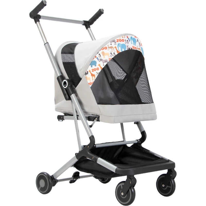 Lightweight Foldable Pet Stroller for Cats & Dogs (Ultra-Light, Large Capacity, Dual-Pet Friendly)