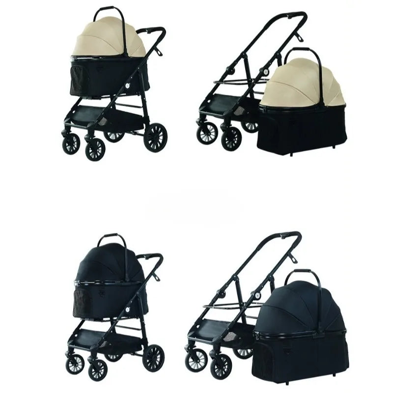 Lightweight Pet Stroller Foldable Outdoor Pet Stroller for Cats and Dogs Detachable Portable Pet Carrier High View Dog Stroller