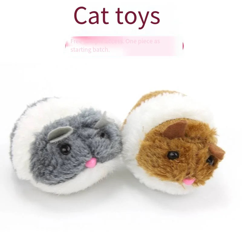 2-Pack Vibrating Spring Mouse Cat Toy — Automatic Multi-Color Interactive Plush Chubby Cat Toy
