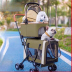 Detachable Double-decker Pet Stroller Cat and Dog Outdoor Stroller Lightweight Foldable Pet Stroller Portable Pet Basket