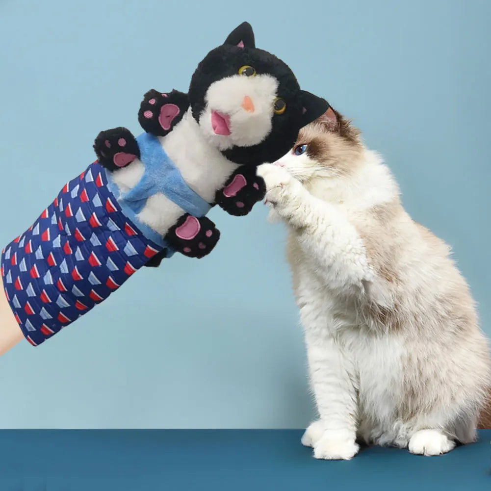 Cat & Dog Wrestling Hand Puppet Glove Toy — Padded Interactive Play Puppet