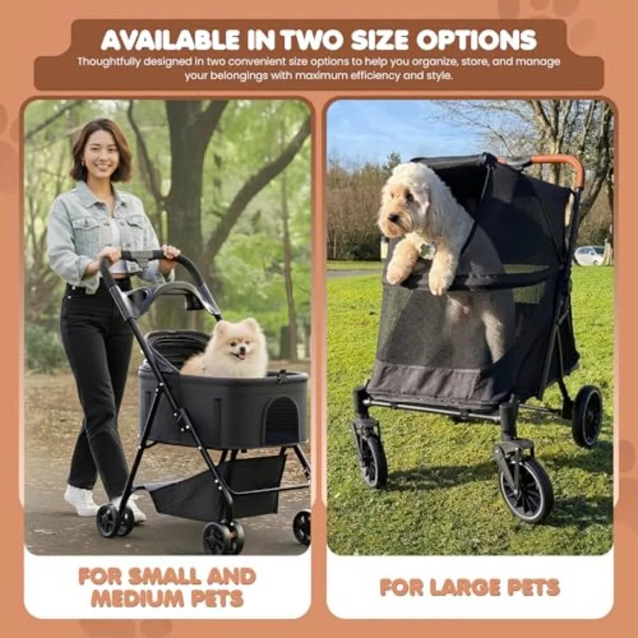 Premium Dog Stroller for Pets up to 55lbs Dog Stroller for Medium Dogs All-Terrain pet Stroller with Carbon Steel Frame and Bre