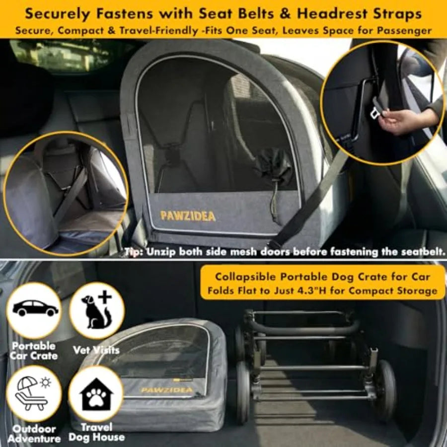 PAWZIDEA 3-in-1 Large Dog Stroller with Detachable Carrier up to 80lbs, Portable Dog Car Crate Travel Kennel, Foldable Pet Stro