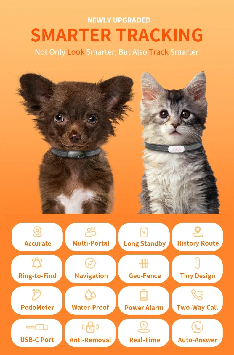RF-V53 4G GPS Pet Locator for Dogs & Cats with Beidou Positioning - IP67 Waterproof, 900mAh Battery