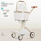 Lightweight White High View Pet Stroller One-click Foldable Cart for Small Medium Dogs Cats Outdoor Travel Pet Supplies Hot Sale