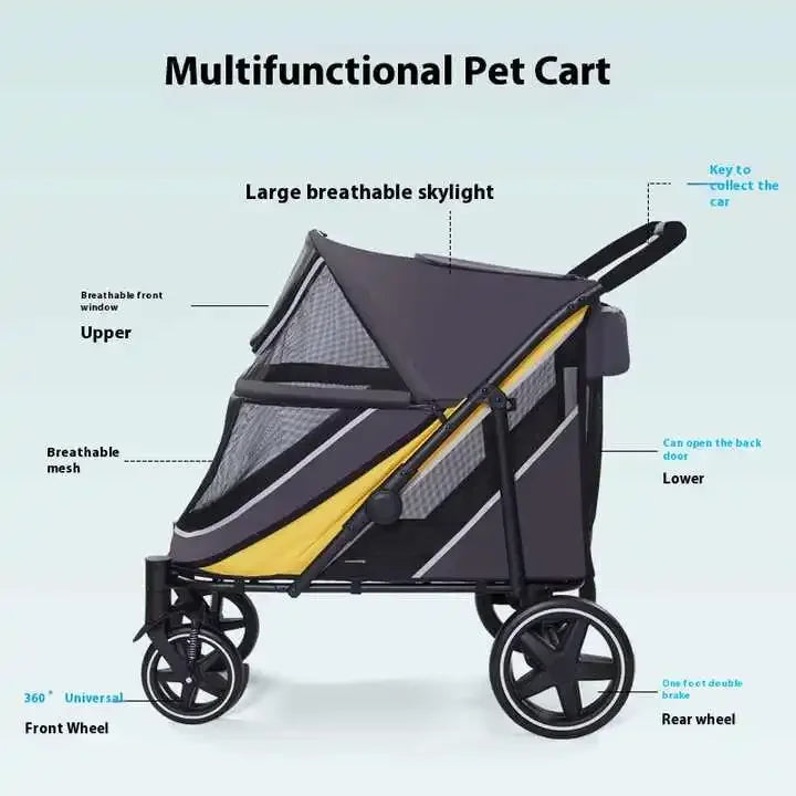 Secure Large Dog Stroller Engineered for Convenient Long-Distance Transport,Dog Show Trolley