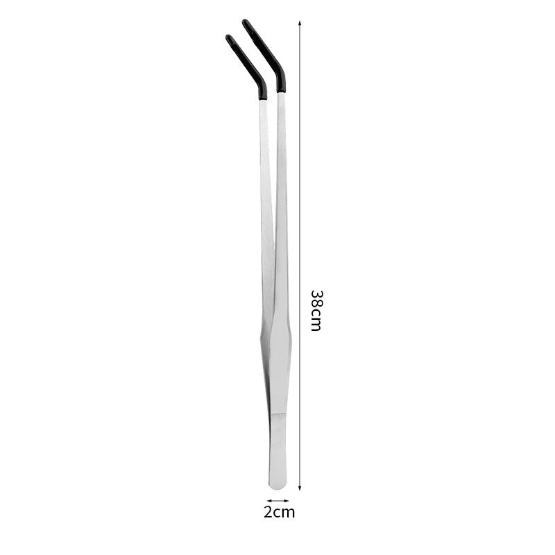 Stainless Steel Reptile Feeding Tongs With Rubber Tips Aquarium Aquarium Straight And Curved Tweezers Pet Feeding Accessories