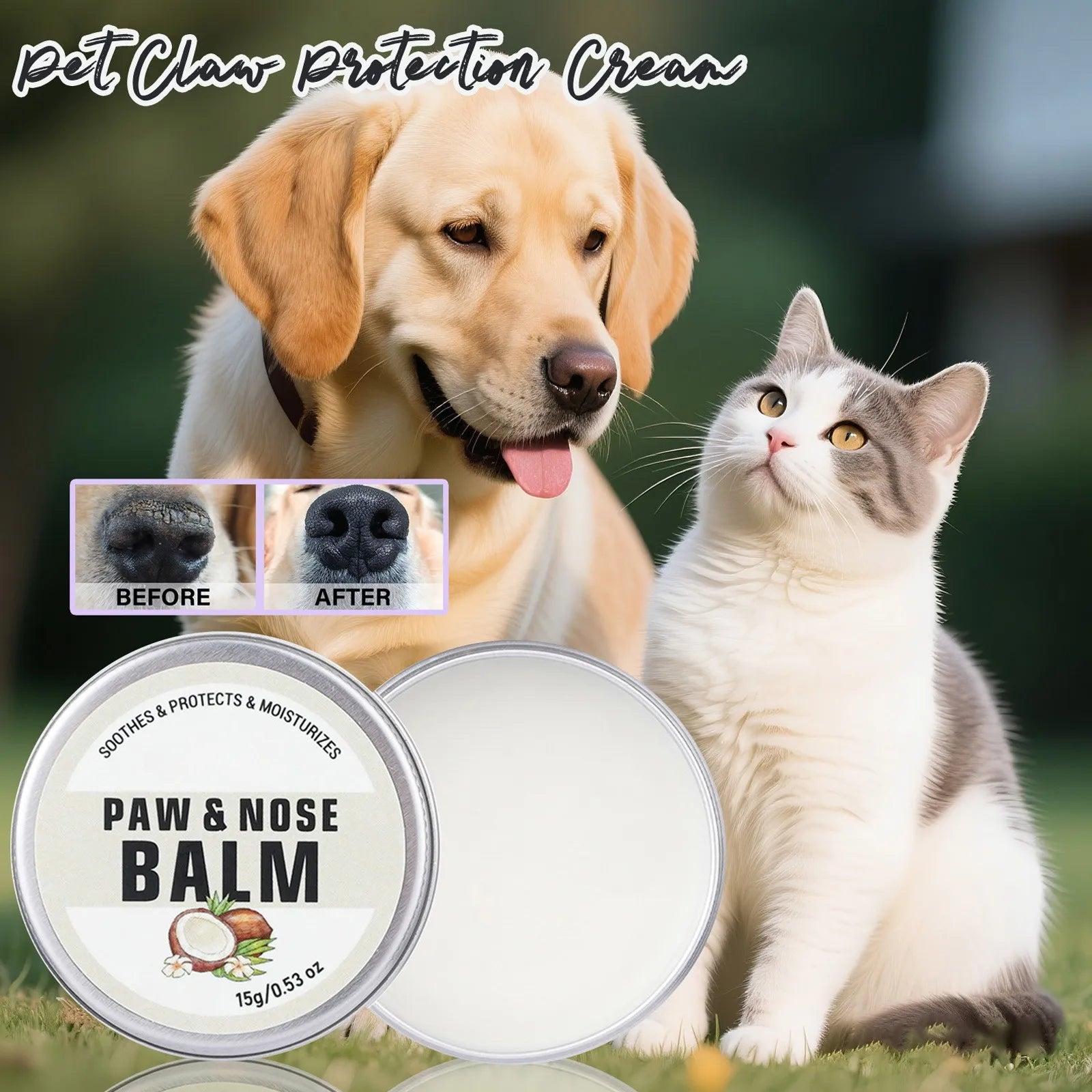 Dog Nose and Paw Balm Pet Feet Moisturizer Anti-dry Cream for Cats Dogs All-natural Additive-free Tasteless Pet Accessories