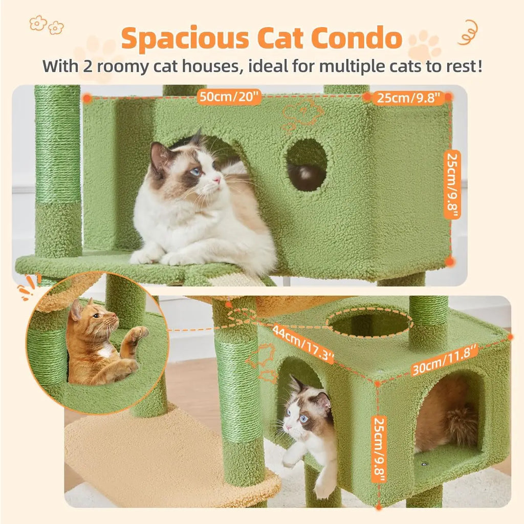 71in Multi-Level Cat Tree Tower with 8 Scratching Posts & Hammock